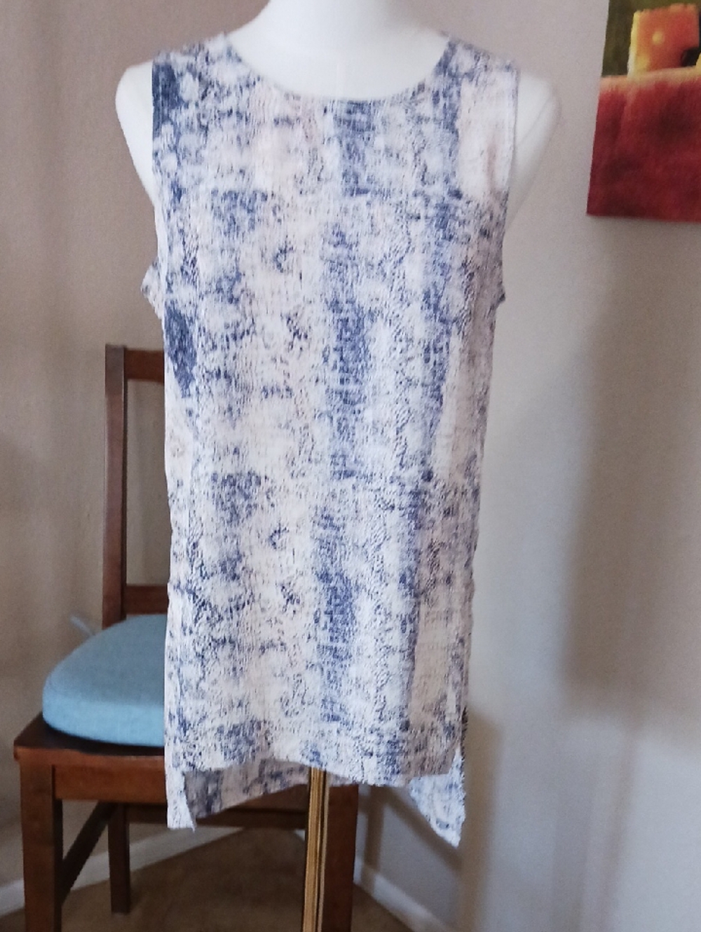 Philosophy Blue and White Sleeveless Tank